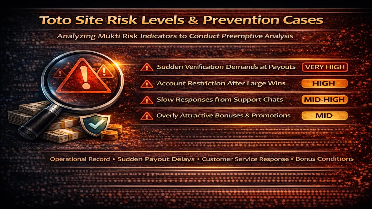 토토사이트 위험도 레벨과 사전 피해 예방을 위한 먹튀검증 사례 분석을 보여주는 이미지